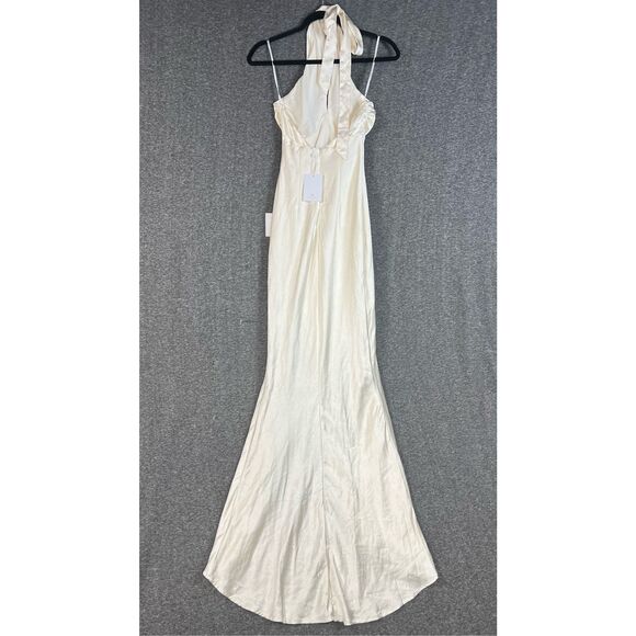 Lulus Start of Forever Ivory Satin Halter Mermaid Maxi Dress Size XS NWT - Picture 6 of 9